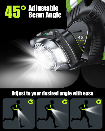 Dawinga Running Lights for Runners, 500 Lumens Running Light with 45° Adjustable Beam, Rechargeable Reflective Vest for Night Walking/Cycling/Jogging/Hiking