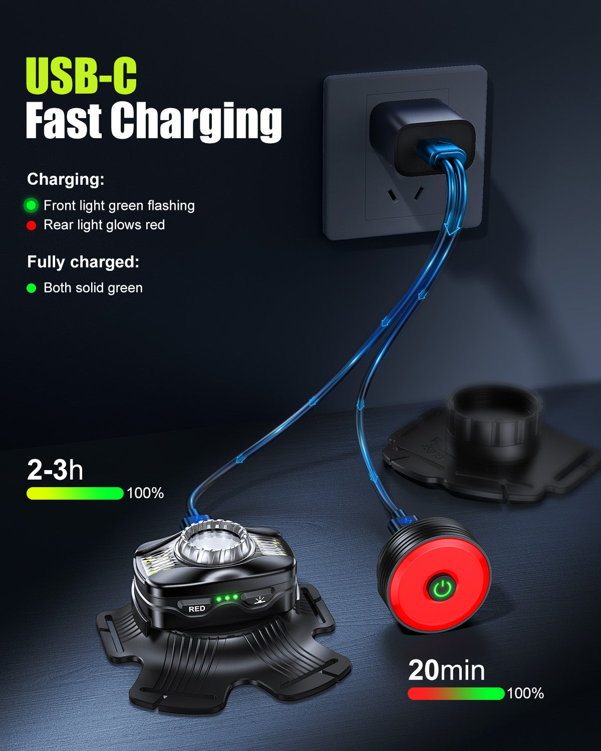 Close-up of USB Charging Port on Running Light